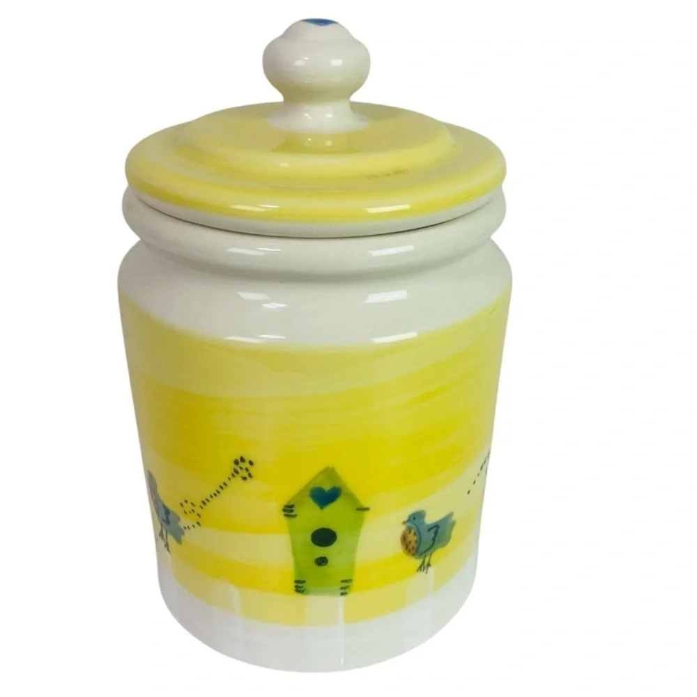 Hartstone Pottery Blue Bird Canister Cookie Jar 10“